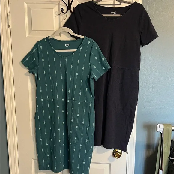 Duluth Trading Co Teal Patterned and Black Midi Dresses - Picture 1 of 6